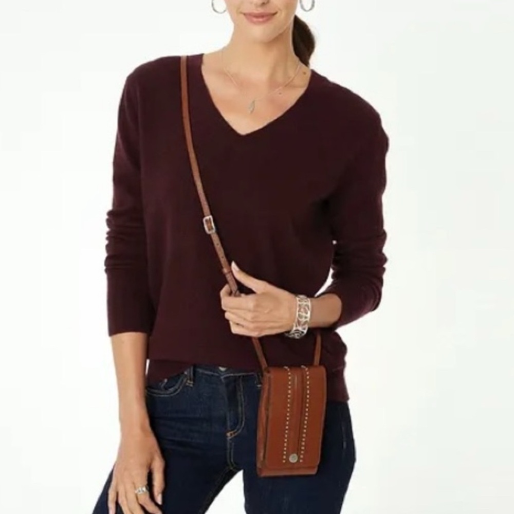 Brighton Pretty Tough Brown Leather Crossbody Phone Wallet